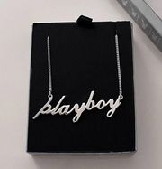 Playboy y2k Silver Bunny Necklace In Box