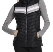 Fabletics Full Zip Puffa Fenway Vest Black Gray Stripes Women’s XS Gorp Core