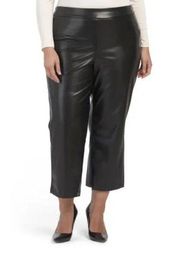 Rachel Zoe Womens Faux Leather Wide Leg Pants Size 3X Black