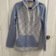 Free Planet Hooded Long Sleeve Sweater Blue & Gray Size X-Large