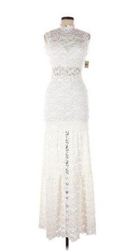 NWT Nightcap Dixie Lace Sheer Cutout Maxi in White Stretch Dress 3 / M $495