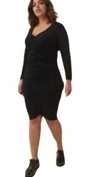 Torrid New Ruched Long Sleeve Bodycon Dress in Black Size 4X Size 4