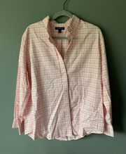 Lands End Pink Plaid Button Up