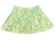 J. McLaughlin Pleated Lime Green Floral Skirt Size 14
