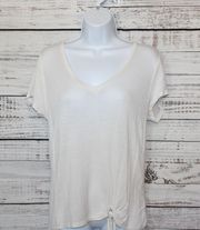 White Tee Crossed Back Tied Front