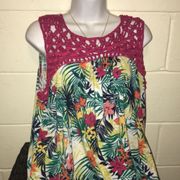 Tropical floral crochet tank top size 16 XL