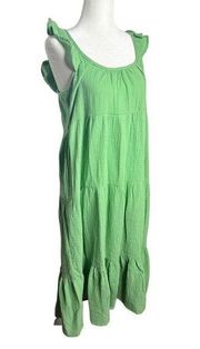 Marine Layer Jude‎ Flutter Sleeve Jade Sheen Midi Dress Sz Large Women's