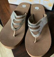 Yellow Box Rhinestone Flip Flop Sandals