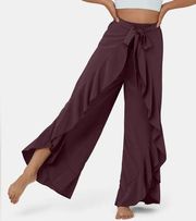 Halara Breezeful High Waisted Lace Up Ruffle Hem Flowy Quick Dry Dance Pants