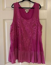 Pink lace tank size 2X