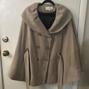 Tan Double Breasted Wool Swing Coat Size L/XL NWOT