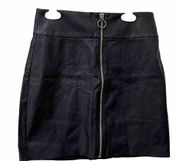 Express Faux Black Leather Zip Front Skirt Womens Sz 2 Goth Emo Punk Date Night
