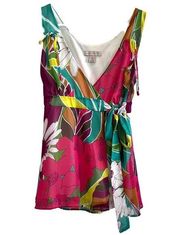 Jonathan Martin vibrant floral wrap top size small