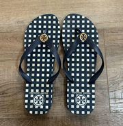 Tory Burch Navy Blue Checkered Flipflop Size 0