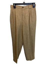 90s Vintage Liz Claibone Lizsport High Waist Brown Tweed Trousers Size 8