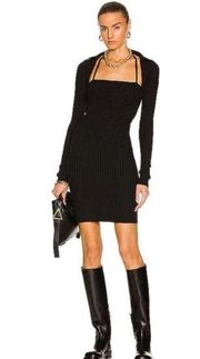 Helmut Lang Pima Long Sleeve Mini Dress in Black