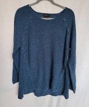 Design History Blue Ribbed Knit Long Sleeve Pullover Women's Sweater Size XL