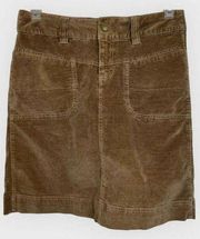 Athleta Super Soft Corduroy Mini Skirt Caramel Brown Pockets Size 8