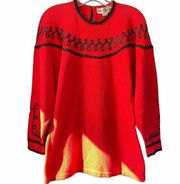 Vintage Richard & Company Red Black Oversized Sweater Size Medium