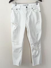 Abercrombie & Fitch Mom Jeans Distressed White Jeans Size 8R Preppy