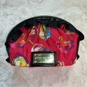 Betsey Johnson Ruffled Floral Makeup Cosmetic Bag