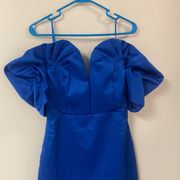 RUFFLE OFF SHOULDER DRESS Royal Blue cocktail dress DO + BE