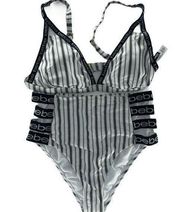 Bebe Sport Striped Logo Triangle Bikini