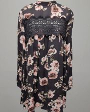 Charlie O. By Kinnucans taupe floral tunic dress size medium