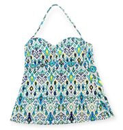 Tankini Swim Top Ikat Print Halter Size Small