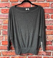 Heathered Gray  Wide Neck Draped Sweater