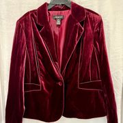 Brushed Long Sleeve Lined Burgundy Jewel Tone Blazer SZ 16