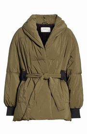 designer dayma olive and black puffer jacket