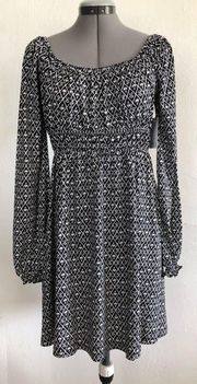 SO Dress Size XL Juniors Black & White Skater Gypsy Style Scoop Neckline New