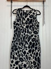 Ann Taylor Womens Animal Leopard Mini Sheath Office Dress Sleeveless Size 4