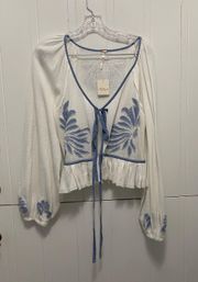 NWT  White And Blue Top