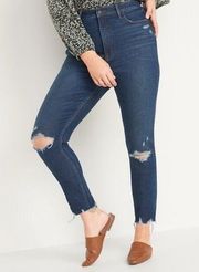 Old Navy Rockstar Super-Skinny Distressed Ripped Cut-Off Ankle Jeans Sz 16