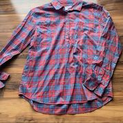 Southern tide multicolored plaid pop over blouse M