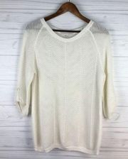 Peter Nygard White Open Weave Sweater Sz L