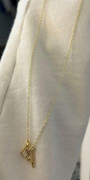 gold lightning bolt zirconia necklace 