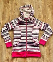 Oakley Hoodie Jacket Womens Full Zip Striped Long Sleeve Fleece Lined Size M