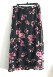 Dressbarn Floral Flare‎ Skirt Lined Size 14