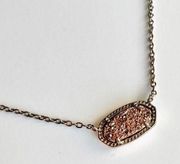 Kendra Scott Elisa Copper Drusy Pendant Silver Chain Necklace