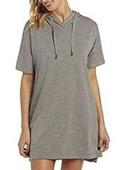 Cable & Gauge Plus Size 1X Gray Hoodie Sweatshirt Shift Dress Tunic Short Sleeve