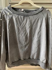 Gray Pearl Sleeve Sweatshirt