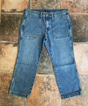 J Crew Factory High Rise Straight Utility Crop Jeans Medium Wash Denim Size 31P