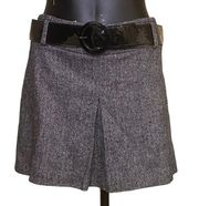 NEW Laundry by Shelli Segal Wool Tweed Front Pleat Mini Skirt in Black