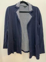 Talbots Blue Notch Collar Jersey Knit‎ Blazer Sweater XP