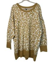 Torrid Soft Scoop Neck Drop Shoulder Sweater - Popcorn Leopard Ladies Size 3