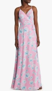 💕WAYF💕 The Angelina Floral Wrap Gown ~ Mauve Pink Floral Print Small S NWT