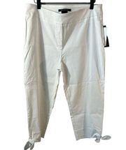 NWT Zac & Rachel white ankle length pants with tie detail at ankle, size 12.